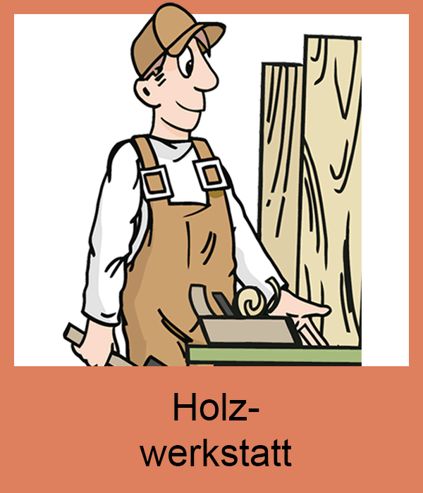 Figur Nils mit Hobel in Holzwerkstatt