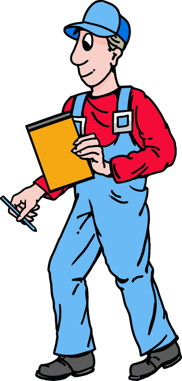 Figur Nils mit einem Bleistift und einem Notizblock in der Hand.