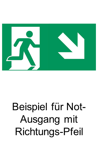 Beispiel für Rettungsweg/ Notausgang mit Richtungspfeil