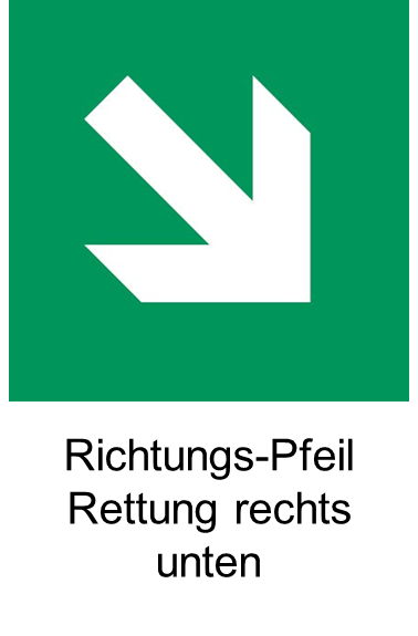 Richtungspfeil Rettung rechts unten