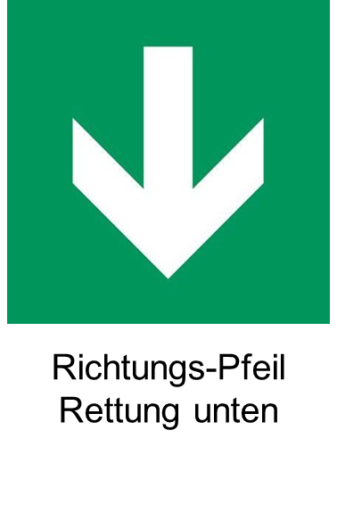 Richtungspfeil Rettung unten