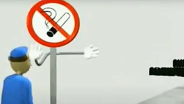 Figur Nils vor Rauchen Verboten Schild